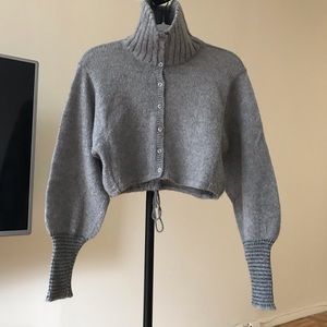 Mohair Turtleneck Crop cardigan sweater